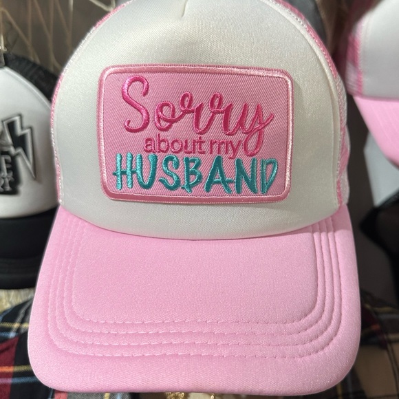 Handmade Accessories - Sorry About My Husband Pink Hat Trucker Hat Adjustable Baseball Cap